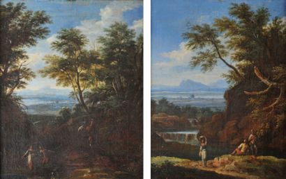 École ROMAINE du début du XVIIIème siècle, entourage de Jan Frans van BLOEMEN Paysages...