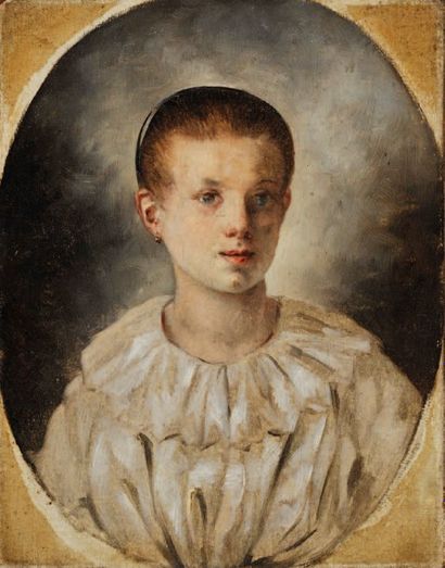 Fernand CORMON (1845-1924), attribué à Portrait de Colombine Huile sur toile ovale,...