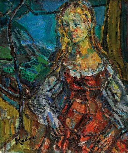 Michel KIKOINE (1892-1968) Une charmante femme Huile sur toile. Signé en bas à droite....
