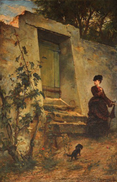 Felix Joseph BARRIAS (1822-1907) Le Rendez-vous Huile sur toile. Signée en bas à...