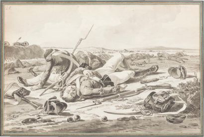 null Alexandre Orlovski (Orlowski). Soldats blessés sur le champ de bataille. 1813.

Encre...