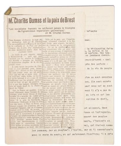 null Archives de Charles Dumas (1883-1955), ancien député socialiste de l’Allier,...