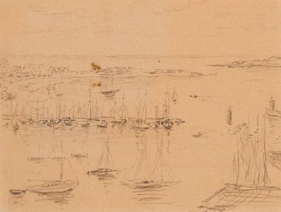 null HENRI MANGUIN (1874-1949) 

Bateaux à quai 

Crayon sur papier. 

Cachet d’atelier...