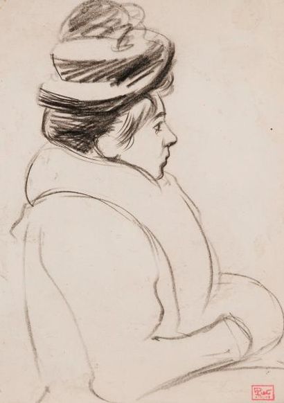 null Fernand PIET (1869-1942) 

Élégante au chapeau et au manchon 

Crayon. 

Cachet...