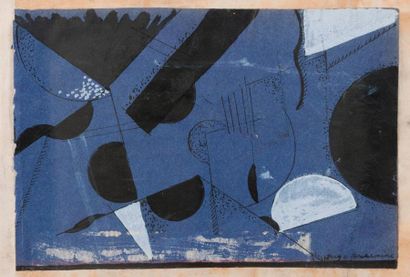 null Sergei CHEKONIN (1878-1936) 

Composition 

Encre et gouache sur papier violet,...