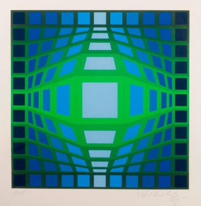 null Victor VASARELY (1906 – 1997)

Sans titre tons vert bleu

Sérigraphie en couleurs...