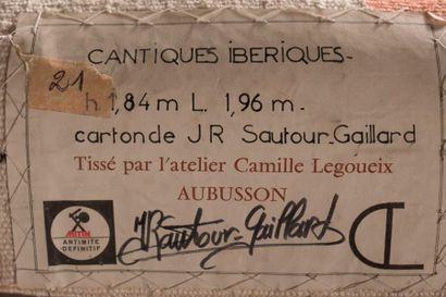 null Jean-René SAUTOUR-GAILLARD (1946-2016) 

Cantiques ibériques 

Tapisserie d’Aubusson,...