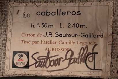 null Jean-René SAUTOUR-GAILLARD (1946-2016) 

Caballeros 

Tapisserie d’Aubusson,...