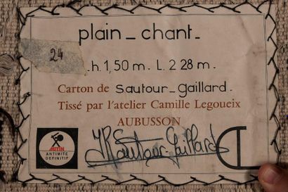null Jean-René SAUTOUR-GAILLARD (1946-2016) 

Plain chant 

Tapisserie d’Aubusson,...