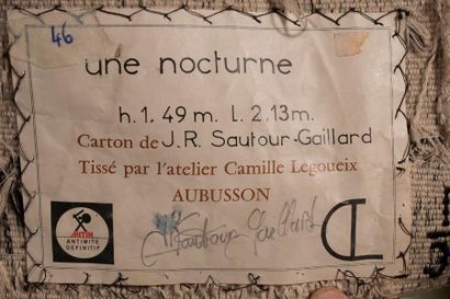 null Jean-René SAUTOUR-GAILLARD (1946-2016) 

Nocturne 

Tapisserie d’Aubusson, tissée...