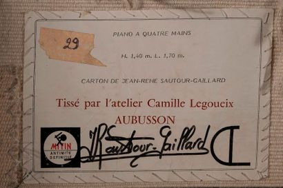null Jean-René SAUTOUR-GAILLARD (1946-2016) 

Piano à quatre mains 

Tapisserie d’Aubusson,...