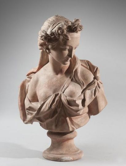 null JOSSE-FRANÇOIS-JOSEPH LE RICHE (1739-1812) 

Portrait de femme en Flore 

Plâtre...