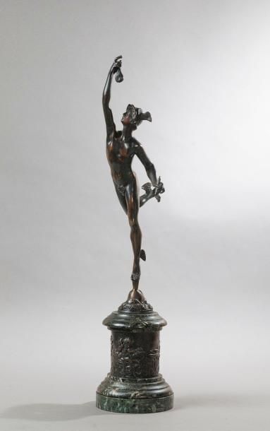 null **D’APRES JEAN DE BOLOGNE 

Mercure 

Epreuve en bronze à patine brune nuancée....