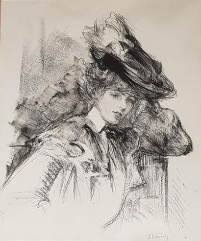 null ALBERT BELLEROCHE (1864-1944)

Elégante au chapeau

Estampe, signée au crayon...