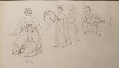 null JULES DIDIER (1831-1892) 

- Etudes de femmes en activité 

Crayon, signé en...