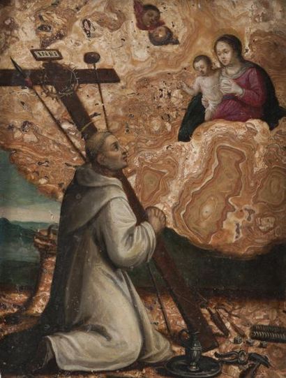 null ECOLE DE VERONE DU XVIIEME SIECLE 

Saint Bernardin de Sienne avec les instruments...
