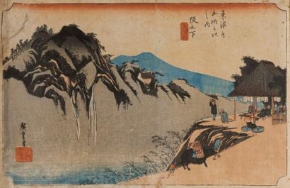 null Japon, Hiroshige, XIXème siècle. Estampe format oban représentant Shakanoshita,...