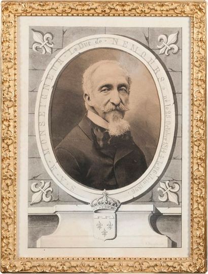 null LOUIS D’ORLEANS,
DUC DE NEMOURS (1814-1896)
Portrait gravé sur bois le représentant...
