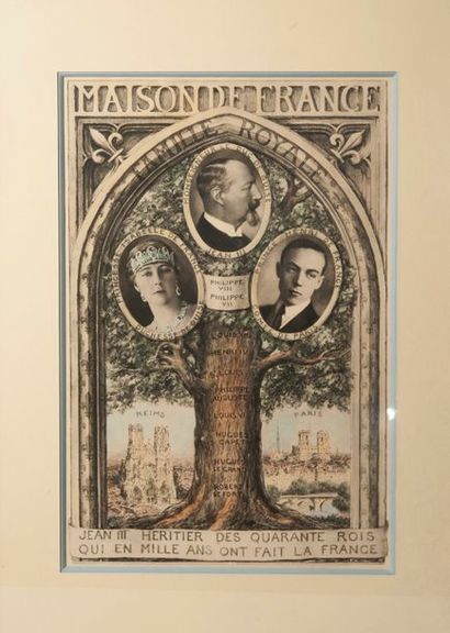 null Orléans. Lithographie représentant un arbre généalogique des rois de France...