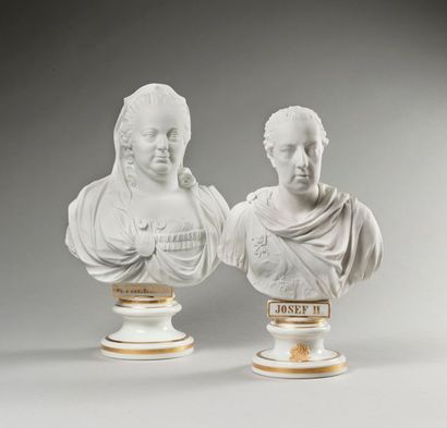 null HABSBOURG
Paire de bustes en biscuit représentant Joseph II et Marie-Thérèse...