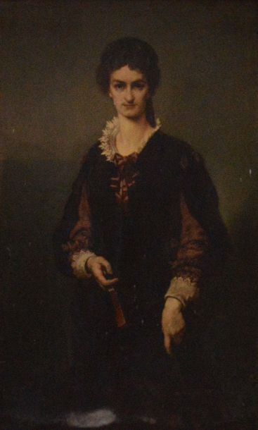 null EVARISTE - VITAL LUMINAIS (NANTES 1821 - PARIS 1896)

Portrait de dame à l'éventail...