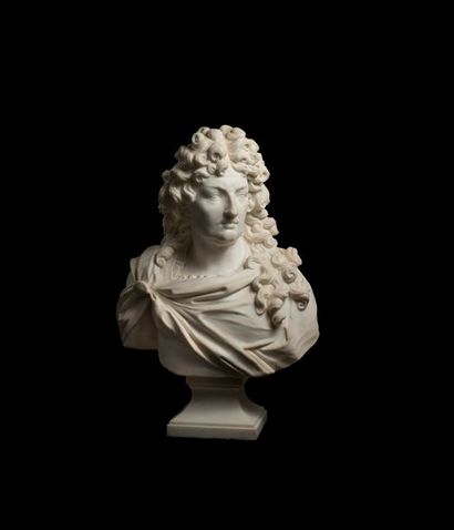 null D’APRES FRANÇOIS GIRARDON

Portait de Louis XIV en buste, de trois quart

Marbre...