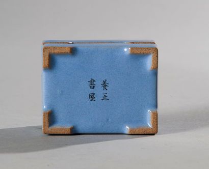 null Chine

Dynastie Qing

Boîte rectangulaire en terre de Yixing et émail bleu,...