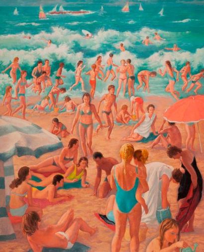 null André Vignole (1920 - 2017)

Sur la plage

Toile, non signée. Titrée, datée...
