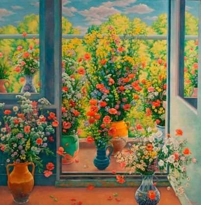 null André Vignole (1920 - 2017)

Les fleurs des champs sur le balcon, 2009

Toile,...