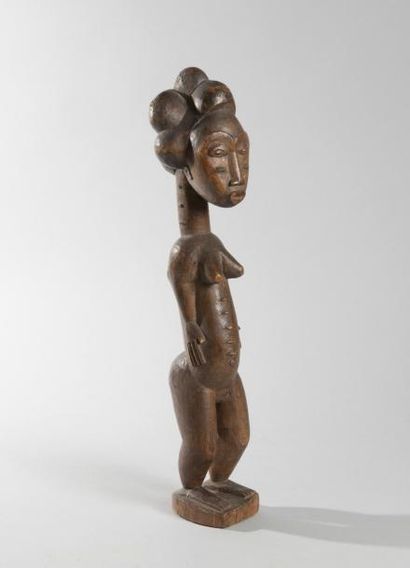 null Statuette Baoulé en bois représentant un femme debout