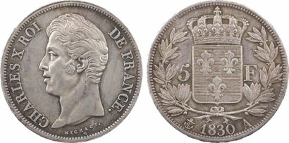 Charles X, 5 francs tranche en relief, 1830 Paris