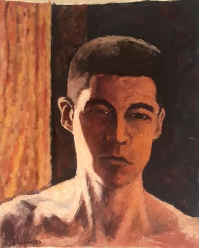 André Vignoles André Vignoles (1920 - 2017) Portrait de jeune homme, gouache sur...