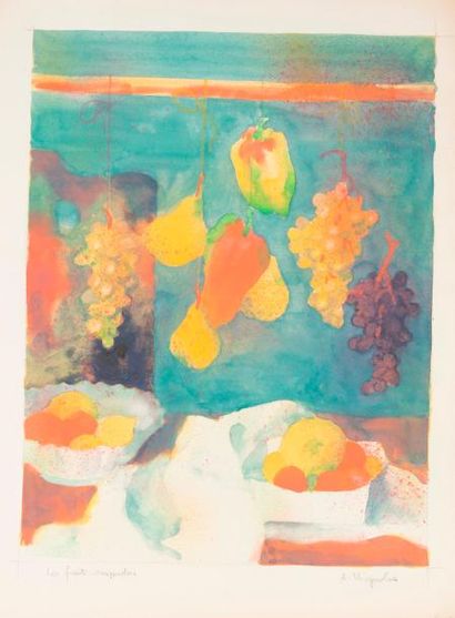 André Vignoles André Vignoles (1920 - 2017) Les Fruits suspendus, technique mixte,...