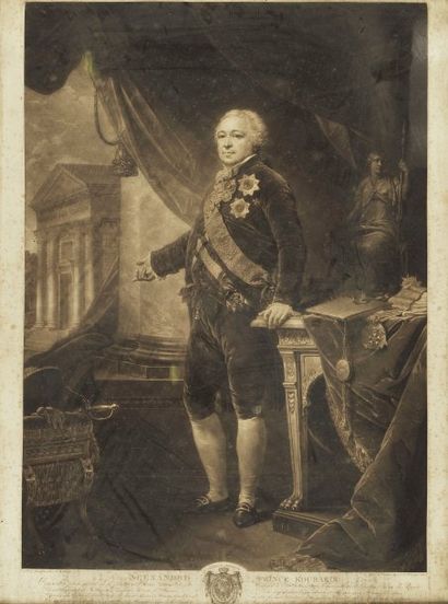 D'après LAMPI, par KININGER Portrait du prince Kourakin Gravure. 66 x 47 cm (Piq...