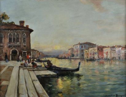 Maurice BOMPARD (1857-1936) Canal à Venise Huile sur toile, signée en bas à droite....