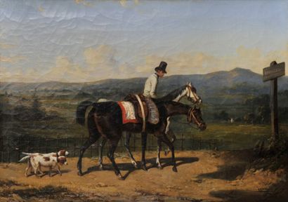 Alfred de DREUX (1810-1860) Promenade à Chantilly Toile.46 x 32,5 cm 