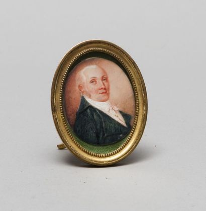 null Miniature ovale. Portrait d'homme au foulard blanc. Fin XVIII.