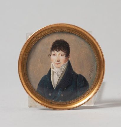 null Joseph DUBASTY (act.1808-1842)
Portrait d’homme à la redingote bleue
Miniature...