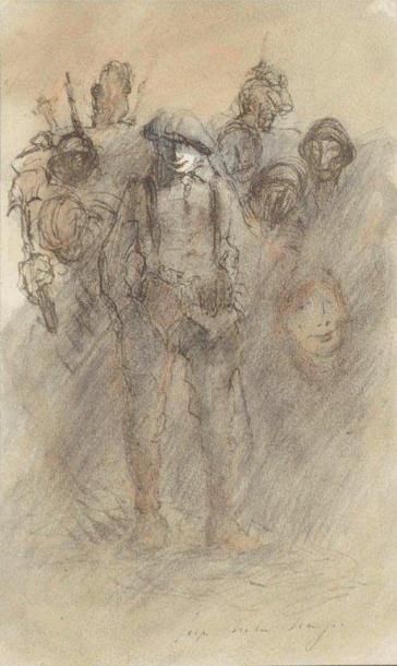 Georges Victor Hugo (1868 - 1925) Groupe de personnages Aquarelle sur papier, signé...