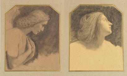 Emile SIGNOL (1804 - 1892) Projets de décoration Ensemble de deux dessins, fusain...
