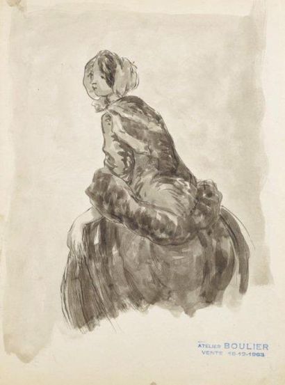 BOULIER Lucien (1882 - 1963) Femme nue allongée Crayon, cachet de la vente d'atelier....
