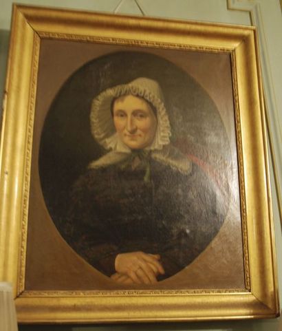 null Ecole XIXe, Portrait, huile sur toile 1843