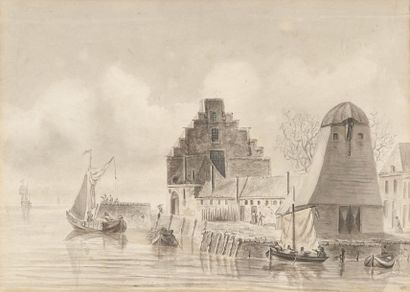 null Ecole HOLLANDAISE du XVIIIème siècle

Barques de pêcheurs près d’un quai sur...