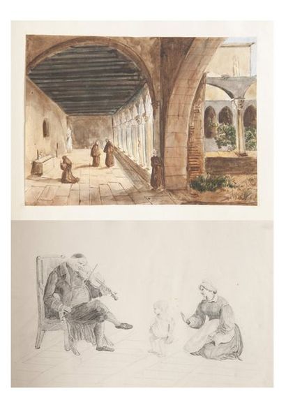 null Carnet de dessins et aquarelles, vers 1840