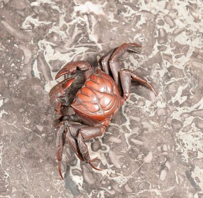 null JAPON, EPOQUE MEJI Crabe articulé en bronze patiné