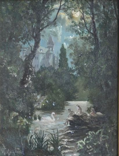 null Petr Borisovitch LAMBINE

(1862 – 1923)

Lac de cygnes

Huile sur carton

Signée...
