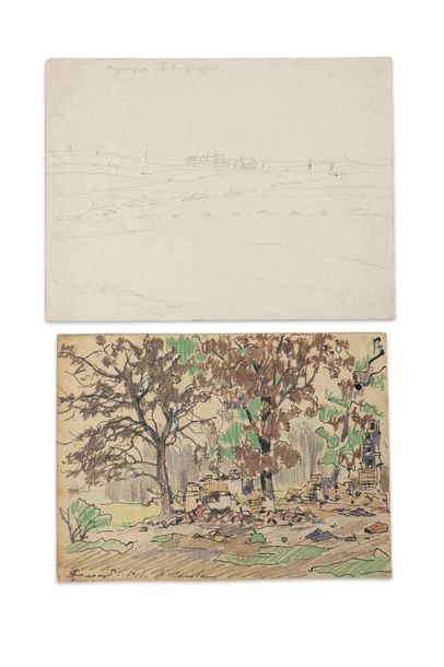 null Léonid Sologoub. Deux dessins :

• La forteresse en ruines. 1916.

Crayons de...