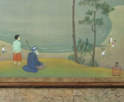 Mai Trung Thu (1906 - 1980) 
Méditation
Encre et gouache sur soie.
Signé et datée...