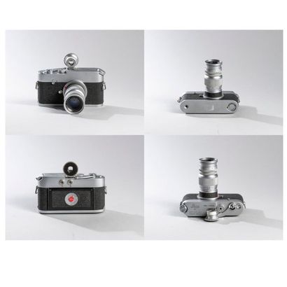 LEICA Leica MDa N° 1205662, 1968. 

Objectif Elmar 4/90mm N° 1767571 et son viseur...