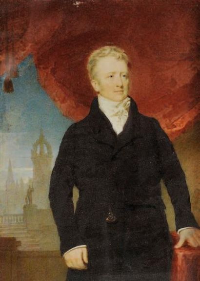 Edward Greene MALBONE (1777-1807), attribué à Portrait d'homme en habit noir à cravate...